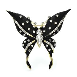 Black Butterfly Brooch - Clear Rhinestones Black Butterfly Brooch - Clear Rhinestones